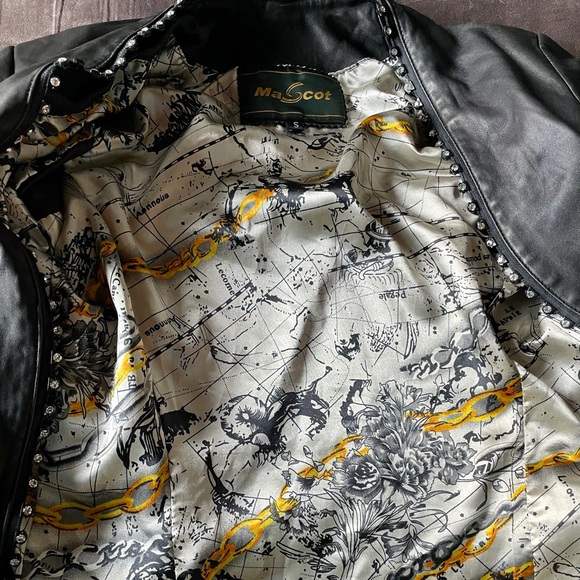 STUNNING Mascot leather/crystal biker jacket - Picture 10 of 12